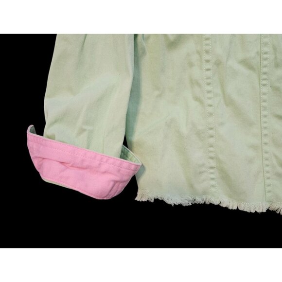 Vintage Quacker Fact Denim Jacket With Fringe Hem & Rhinestone Details Size L Mi - Picture 10 of 11